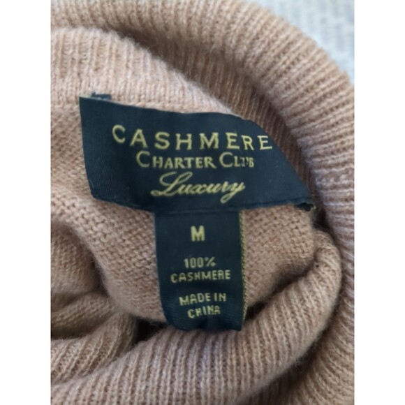 Charter Club Cashmere Luxury Camel Turtleneck Sweater Size Med - Picture 12 of 13